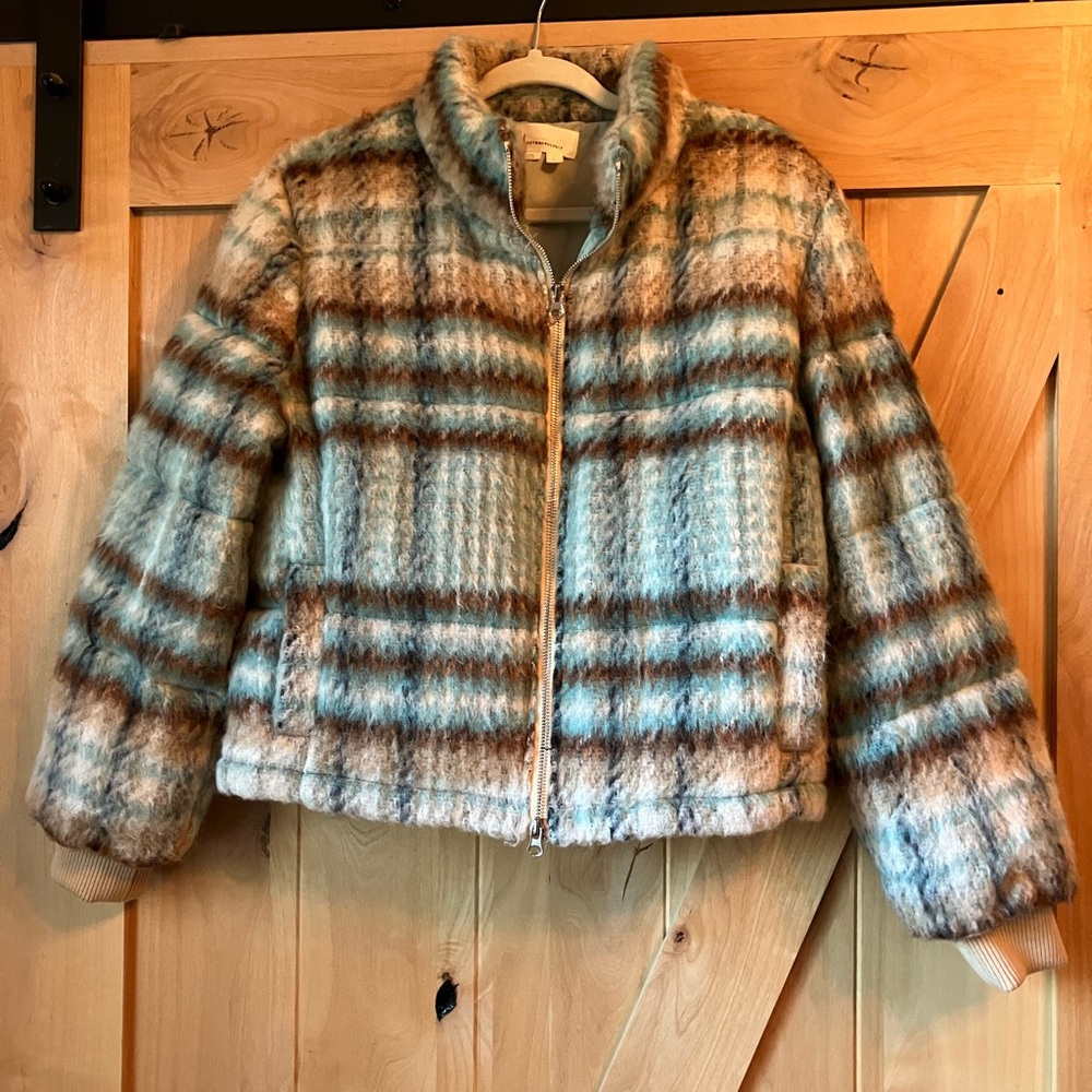 Anthropologie quilted wool blend jacket size large